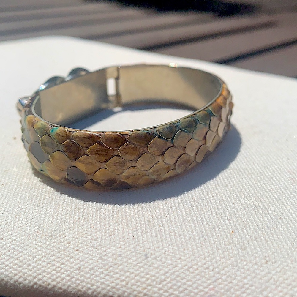 Python Amber Crystail Silver Braided Bangle Italy - image 6